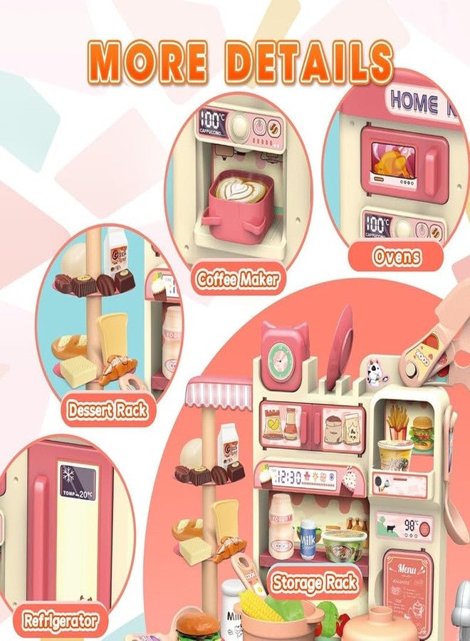 KONIGIN Play Game Mini Play Kitchen Set with Realistic Steam and Lights Cyclic Water System Pretend Play Food Kitchen Toys for Girls Boys (Multicolor) - Image 5